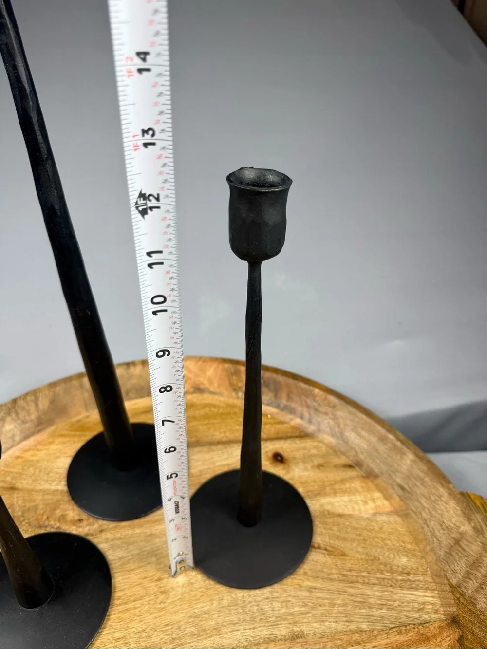 Black Hammered Metal Taper Candle Holders Set of 3 Farmhouse Decor